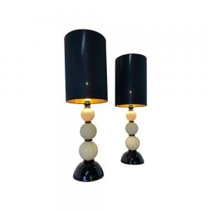Pair of Murano Black and Ivory Glass Table Lamp